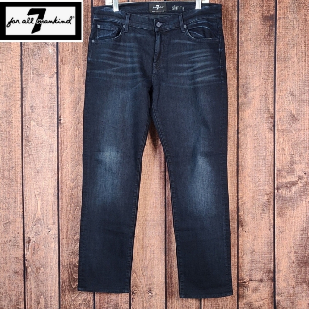33x30 7FAMK Luxe Slimmy Stretch Mens Dark Wash Blue Jeans